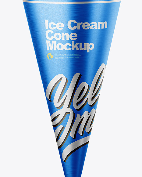 Ice Cream Waffle Cone with Metallic Label Mockup PSD #2