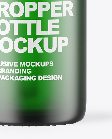 Frosted Green Glass Dropper Bottle Mockup PSD #6