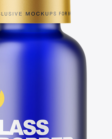 Frosted Blue Glass Dropper Bottle Mockup PSD #1