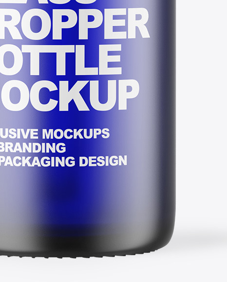 Frosted Blue Glass Dropper Bottle Mockup PSD #6