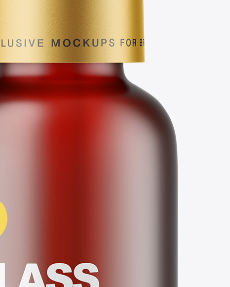 Frosted Dark Amber Glass Dropper Bottle Mockup PSD #1