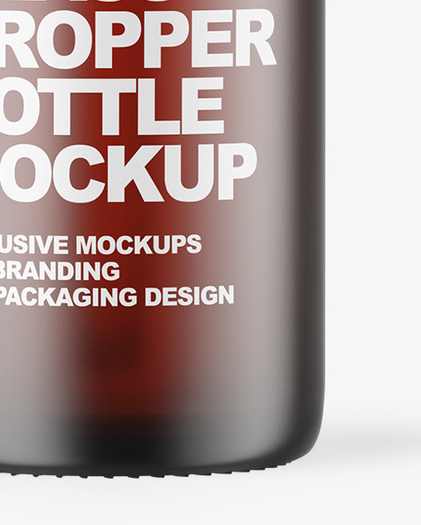 Frosted Dark Amber Glass Dropper Bottle Mockup PSD #6