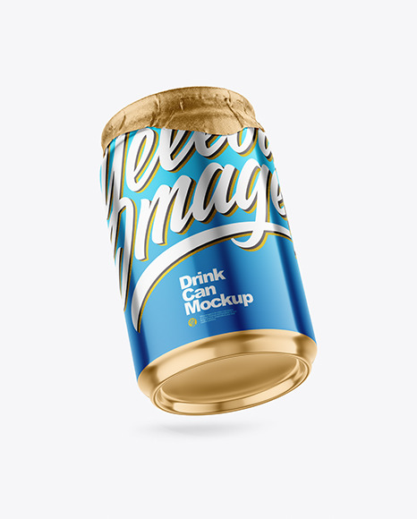 250ml Glossy Metallic Drink Can w/ Foil Lid Mockup