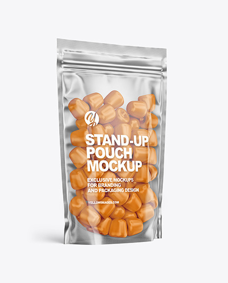 Clear Plastic Stand up Pouch w  Gummies Mockup PSD #2