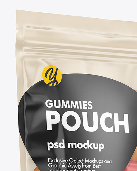 Clear Plastic Stand up Pouch w  Gummies Mockup PSD #1