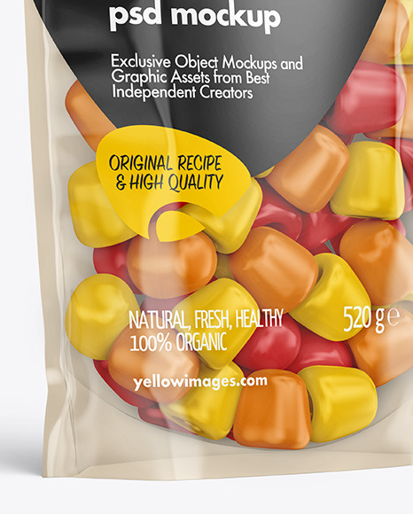 Clear Plastic Stand up Pouch w  Gummies Mockup PSD #7