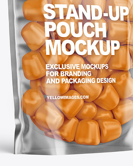 Clear Plastic Stand up Pouch w  Gummies Mockup PSD #5