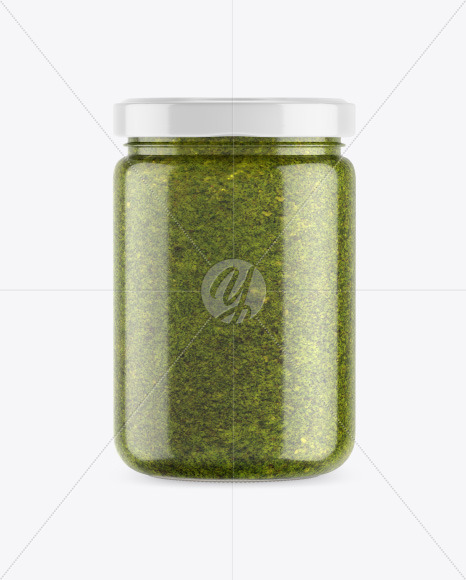 Clear Glass Jar w/ Pesto Mockup