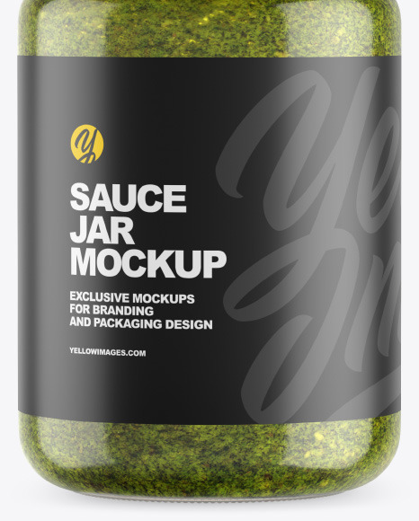 Clear Glass Jar w  Pesto Mockup PSD #1