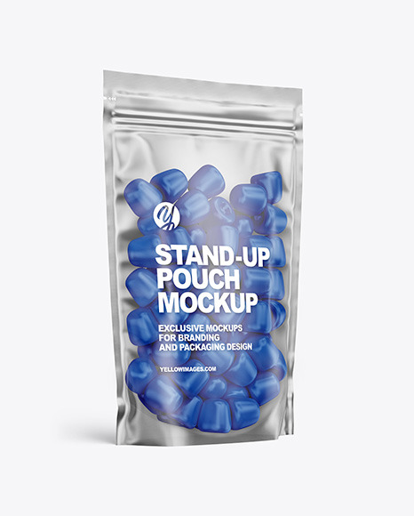 Frosted Plastic Stand up Pouch w  Gummies Mockup PSD #2