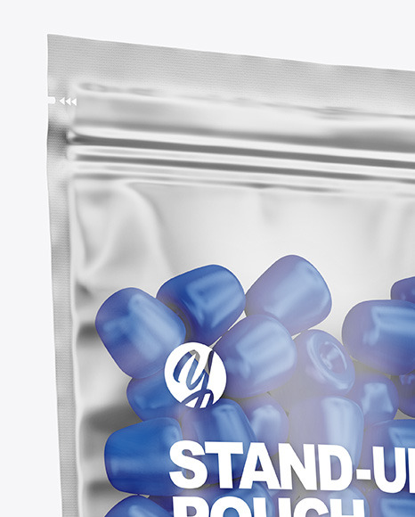 Frosted Plastic Stand up Pouch w  Gummies Mockup PSD #6