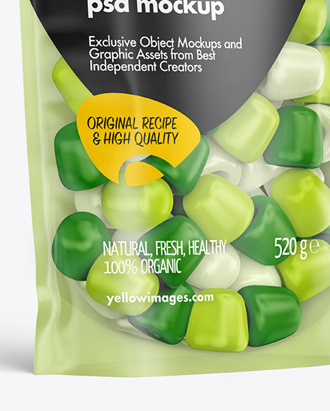 Frosted Plastic Stand up Pouch w  Gummies Mockup PSD #7