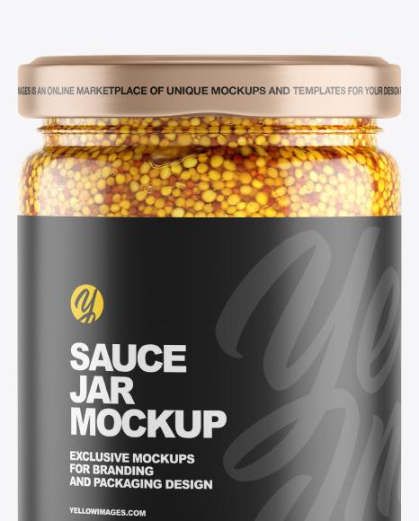 Clear Glass Jar w  Wholegrain Mustard Mockup PSD #2