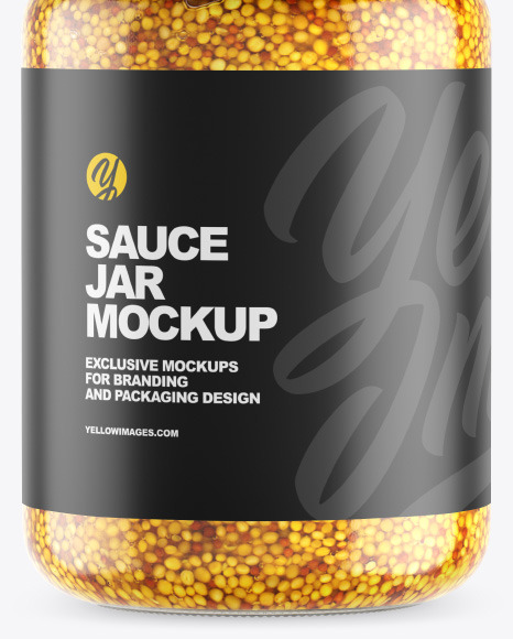 Clear Glass Jar w  Wholegrain Mustard Mockup PSD #1