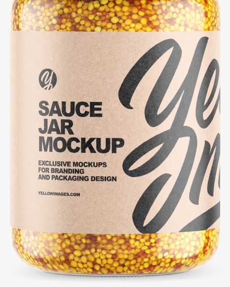 Clear Glass Jar w  Wholegrain Mustard Mockup PSD #6