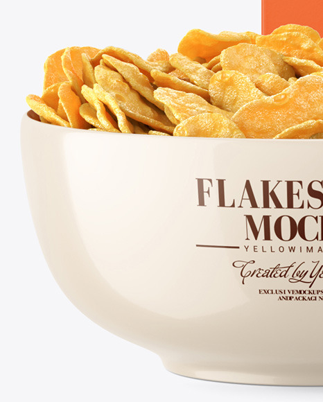 Bowl and Box with Corn Flakes Mockup PSD #5