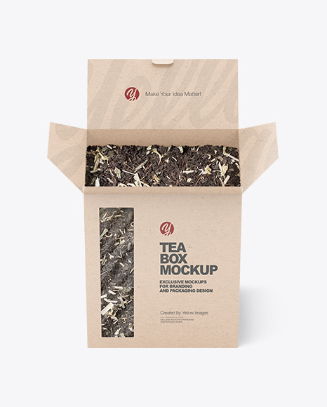 Kraft Paper Box with Tea Mockup PSD #2