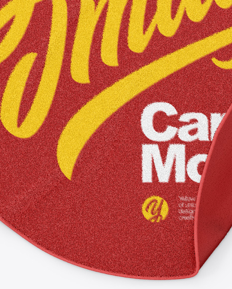 Round Carpet with Shag Pile Mockup PSD #1