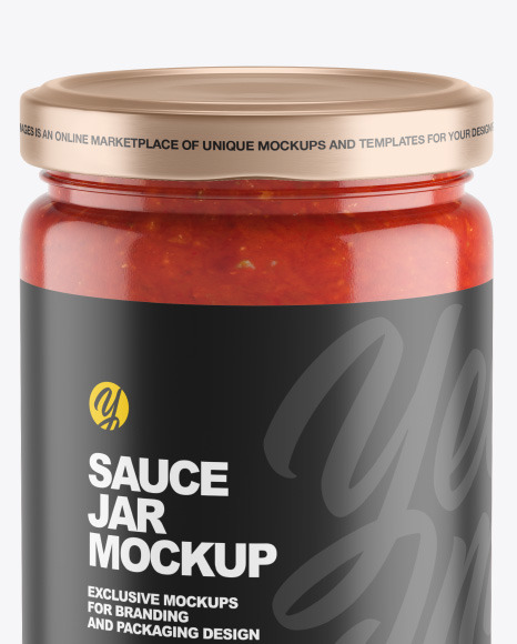 Clear Glass Jar w  Tomato Sauce Mockup PSD #2