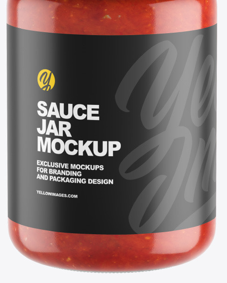 Clear Glass Jar w  Tomato Sauce Mockup PSD #1