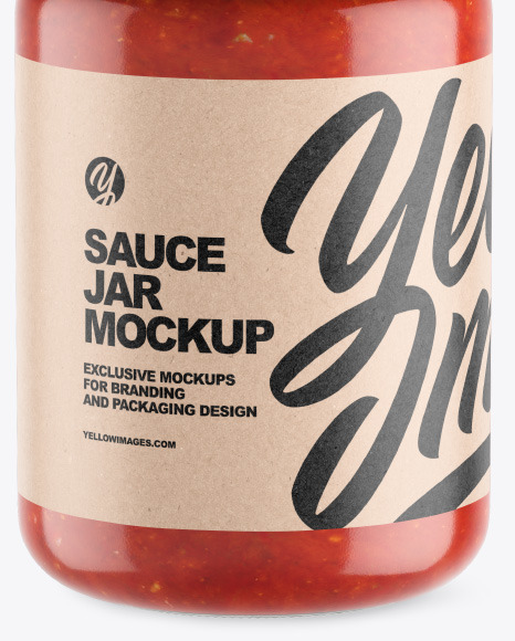 Clear Glass Jar w  Tomato Sauce Mockup PSD #6