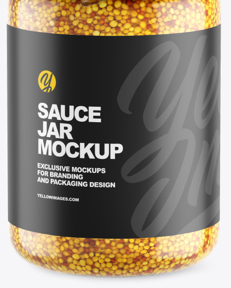 Clear Glass Jar w  Wholegrain Mustard Mockup PSD #1