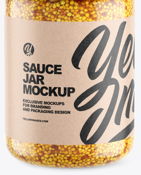 Clear Glass Jar w  Wholegrain Mustard Mockup PSD #6