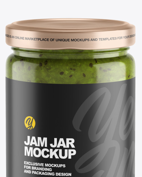 Clear Glass Jar w  Kiwi Jam Mockup PSD #2