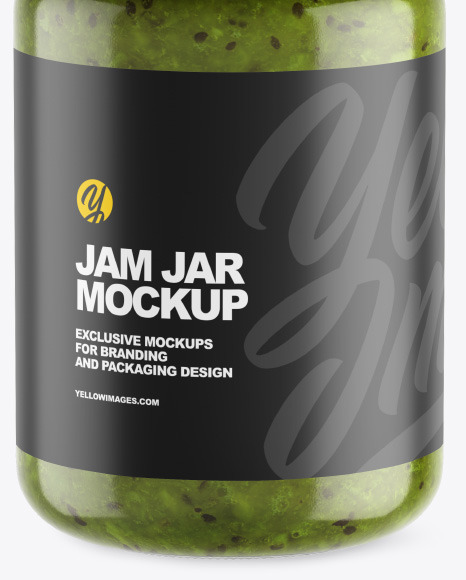 Clear Glass Jar w  Kiwi Jam Mockup PSD #1