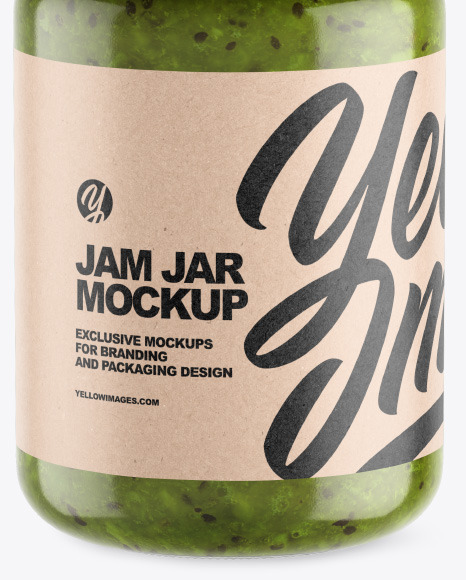Clear Glass Jar w  Kiwi Jam Mockup PSD #6
