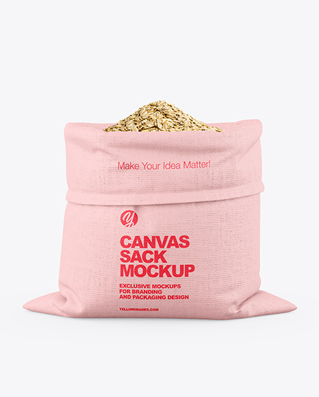 Canvas Sack with Oatmeal Mockup PSD #2