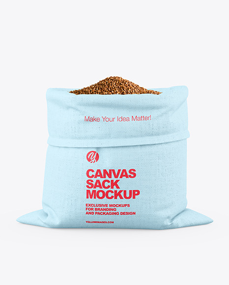 Canvas Sack with Buckwheat Mockup PSD #2