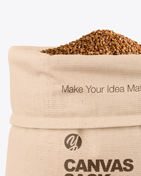 Canvas Sack with Buckwheat Mockup PSD #6