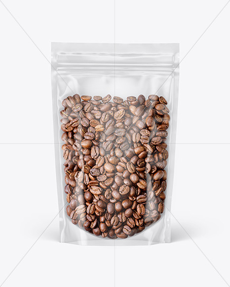 Free Clear Plastic Stand-up Pouch w/ Coffee Mockup PSD Mockups