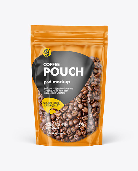 Clear Plastic Stand up Pouch w  Coffee Mockup PSD #2