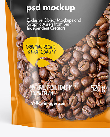 Clear Plastic Stand up Pouch w  Coffee Mockup PSD #6