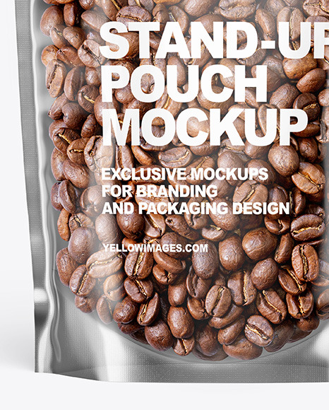 Clear Plastic Stand up Pouch w  Coffee Mockup PSD #7