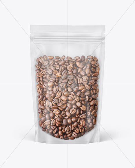 Free Frosted Plastic Stand-up Pouch w/Coffee Mockup PSD Mockups