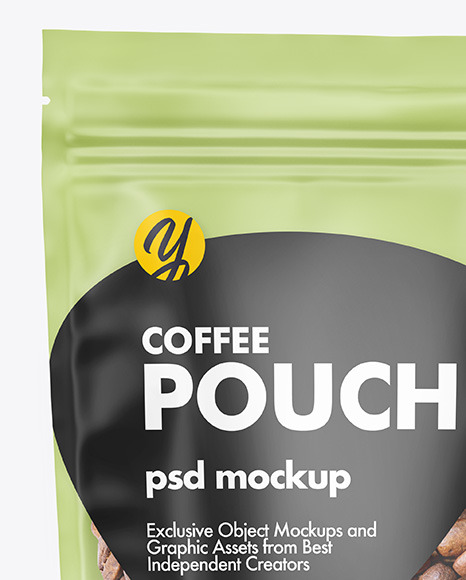 Frosted Plastic Stand up Pouch w Coffee Mockup PSD #1