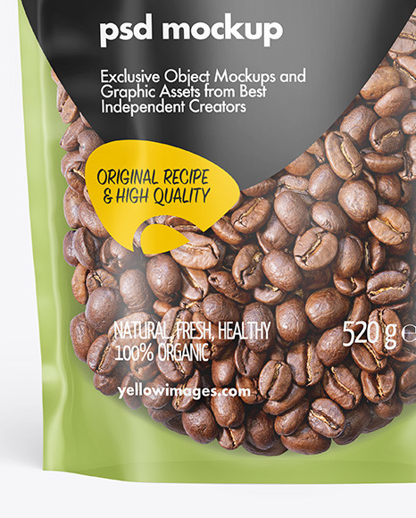 Frosted Plastic Stand up Pouch w Coffee Mockup PSD #7
