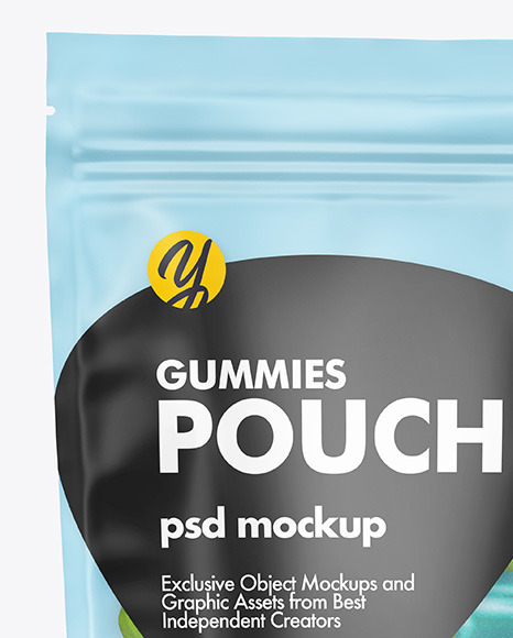 Frosted Plastic Stand up Pouch w  Gummies Mockup PSD #1