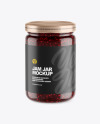 Clear Glass Jar w/ Raspberry Jam Mockup