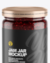 Clear Glass Jar w/ Raspberry Jam Mockup