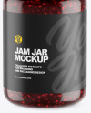 Clear Glass Jar w/ Raspberry Jam Mockup