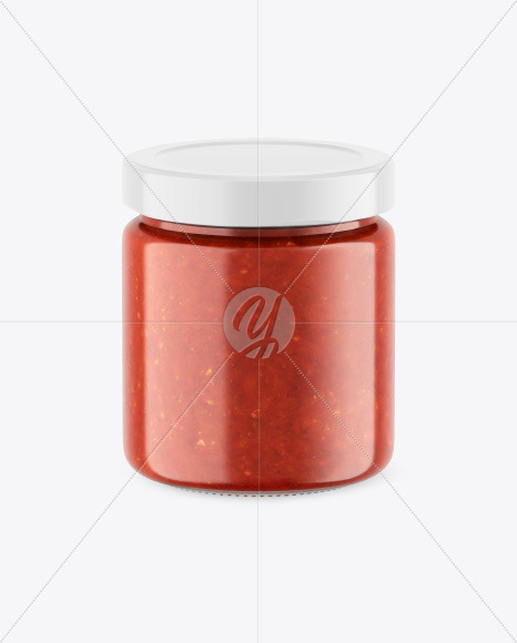 Free Clear Glass Jar w/ Tomato Sauce Mockup PSD Mockups