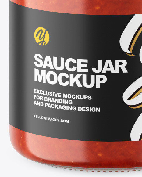 Clear Glass Jar w  Tomato Sauce Mockup PSD #1