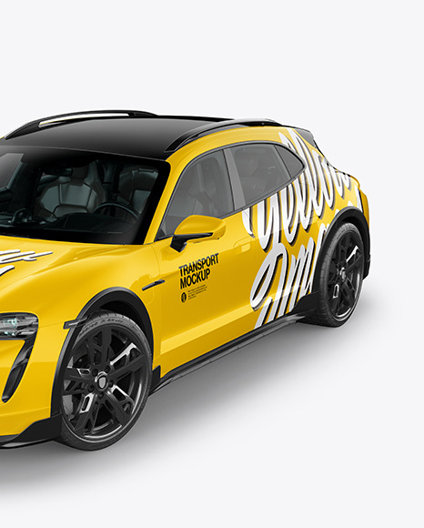 Electric Sport Car Mockup   Half Side View (High Angle Shot) PSD #2