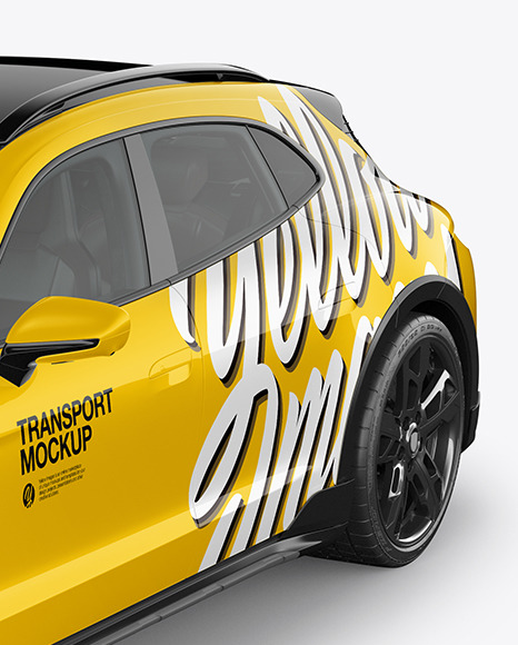 Electric Sport Car Mockup   Half Side View (High Angle Shot) PSD #1