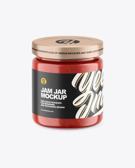 Clear Glass Jar w/ Jam Mockup