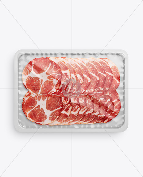 Plastic Tray With Glossy Film & Capocollo Mockup Plastic Tray With Glossy Film & Capocollo Mockup